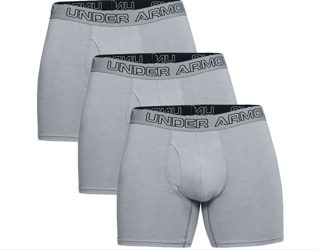 New Three Pack Men's Under Armour Stretch Charged Cotton Boxer Jock Boxer Briefs