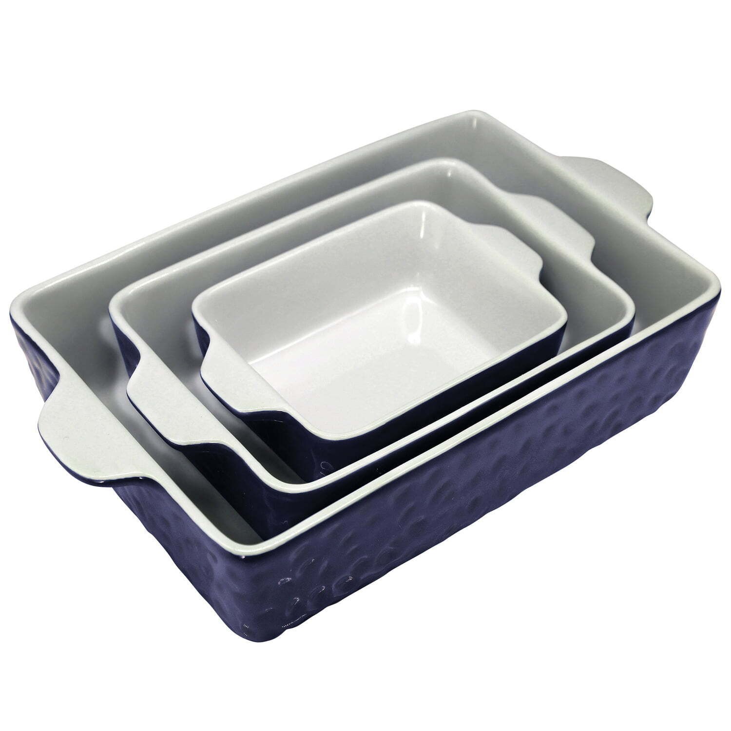 3-Piece Nonstick Ceramic Bakeware Tray Set W/Odor-Free Ceramic Durable Safe